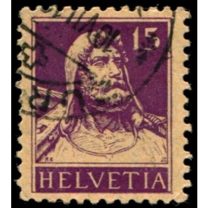 Switzerland 1910 15c Lake on Buff William Tell VGU - SG 3261
