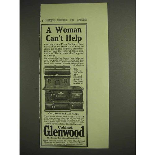 1914 Plain Cabinet Glenwood Range Ad - Can't Help