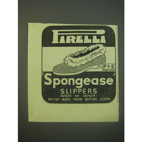 1940 Pirelli Spongease Slippers Ad