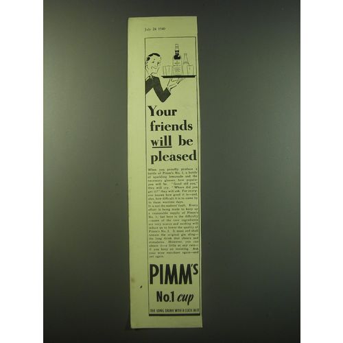 1940 Pimm's No.1 Cup Ad - Your friends will be pleased