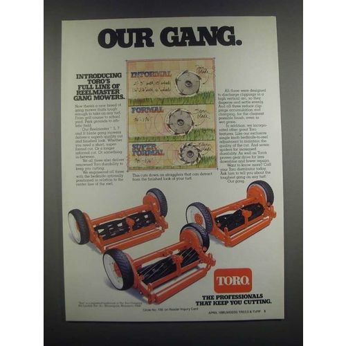 1985 Toro Reelmaster Gang Mowers Ad - Our Gang