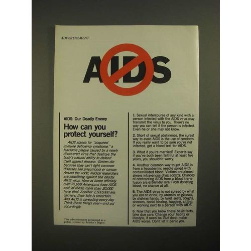 1987 Aids Public Service Announcement Ad - How Can You Protect Yourself?