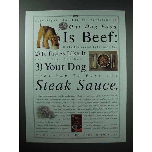 1998 Purina One Dog Food Ad - Beef