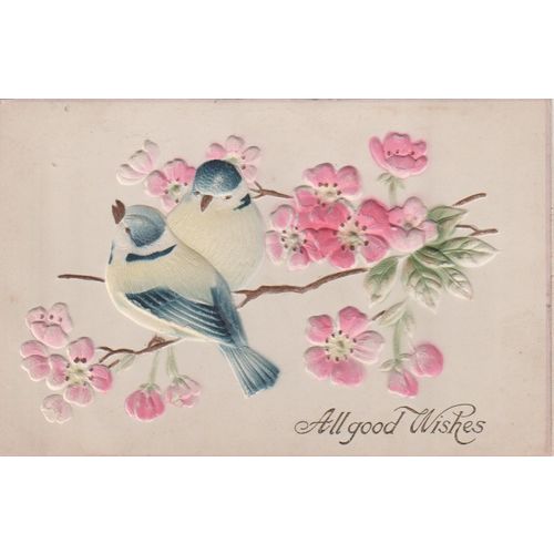 GB circa 1905 All Good Wishes silk postcard see rest