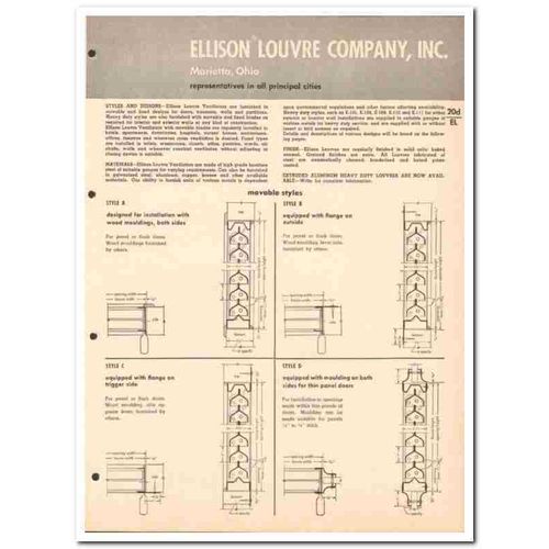 ELLISON LOUVER COMPANY 1958 ventilators metal doors vintage catalog