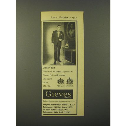 1964 Gieves Dinner Suit Ad - Dinner Suit