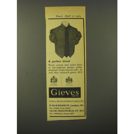 1964 Gieves Shirt Ad - A perfect blend