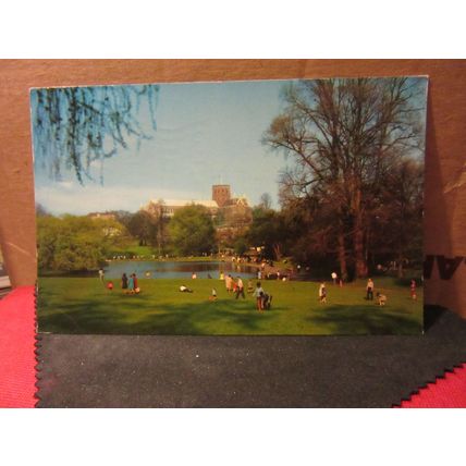 THE ABBEY FROM THE LAKE, ST ALBANS, used vintage postcard 1970 pm /