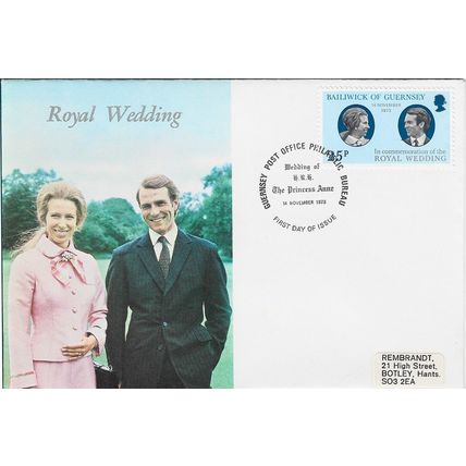 Guernsey 1973 Princess Anne Wedding FDC