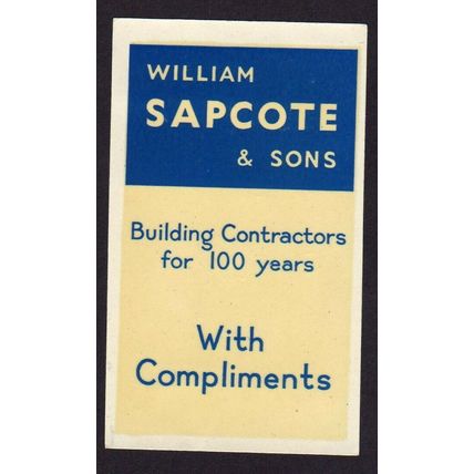 1958 William Sapcote & Sons, Birmingham waterslip transfer label