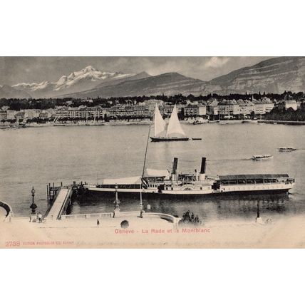 Geneve Winkelreid Steamer Ship La Rade Antique Swiss Postcard