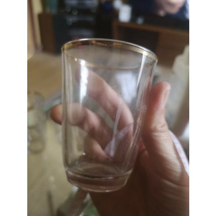 Set 4 Shot Glasses Gold Rim