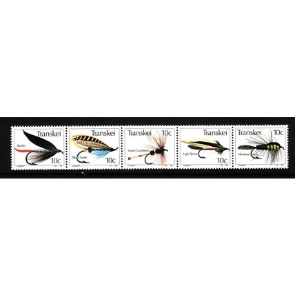 TRANSKEI 1981 FISHING FLIES 2nd SERIES SG 83 87 STRIP 5 VALS UM MINT #3