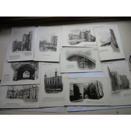 11 x TOWER OF LONDON. unused antique postcards. by Gale & Polden all vgc. =
