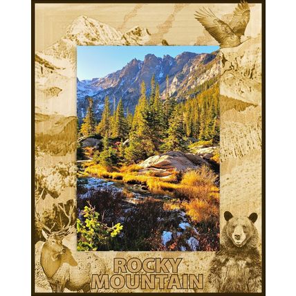 Rocky Mountains National Park Laser Engraved Wood Picture Frame Portrait 3 x 5