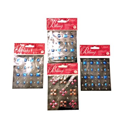 Jolee's Bling Dimensional Stickers Blue Silver Pink Studs Valentines Scrapbook