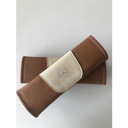 Pad Fit For Mercedes Ben z 2Pcs Brown High Quality Car Seat Belt Shoulder Cover
