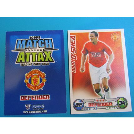 John O`Shea - Manchester United - Match Attax 2008/09 Football Card