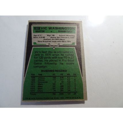 1975 Topps Football Card # 083 Vic Washington VG-Ex (4) Houston Oilers