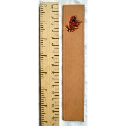 Vintage: leather bookmark with embossed butterfly