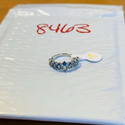NWT Ring Bomb Party Sz7 RBP Blue Clusters Rhodium P Band Costume Jewelry