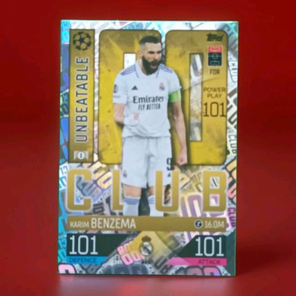 Match Attax 2022 2023 Karim Benzema Real Madrid Unbeatable 100 Club 101 #459