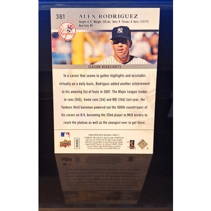 ALEX RODRIGUEZ 2008 UPPER DECK SEASON HIGHLIGHTS BASEBALL CARD #381