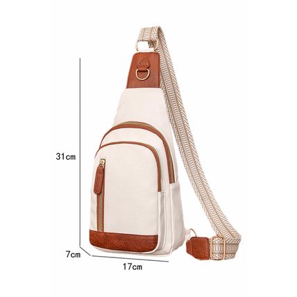 White Vintage PU Leather Zipped Crossbody Bag