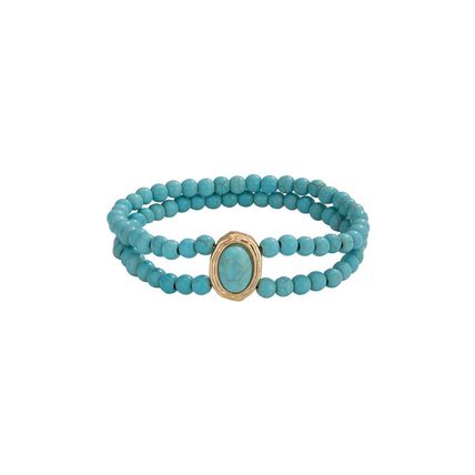 Light Blue Pearl/Turquoise Beaded Double Layered Anklet