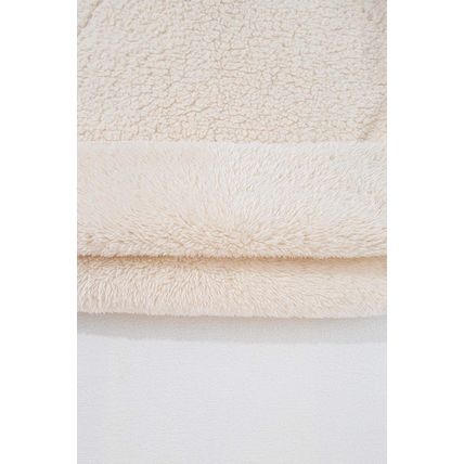 White Solid Fleece High Neck Drop Shoulder Pullover Sweatshirt