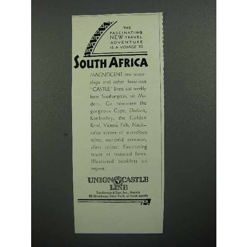 1930 Union Castle Line Cruise Ad - South Africa
