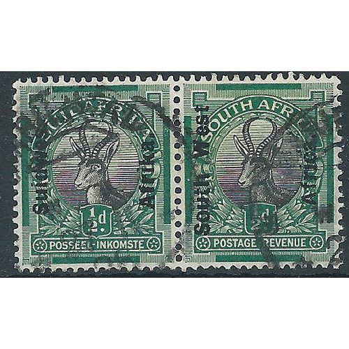 South West Africa 1926 SG41 1/2d Black & Green PAIR Fine Used .. .