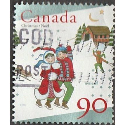 Canada $0.90c. Christmas - Noel. Couple ce Skating. Fine Used