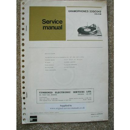 Philips CES 22GC043 Gramophones Service Manual