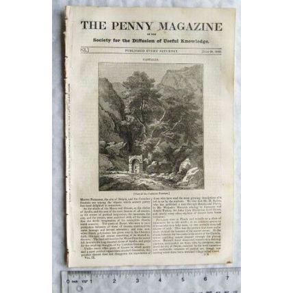 1833 The Penny Magazine No. 83 Castalia, Tintern Abbey, Falls of Trolhatta, etc.