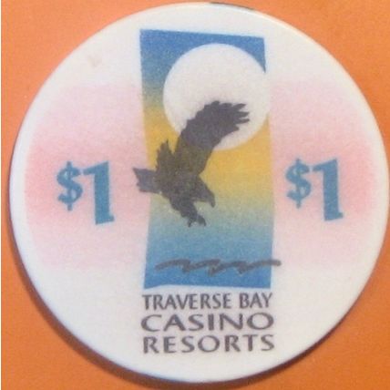 Leelanau Sands. $1 Casino Chip. Peshawbestown, MI. W71.