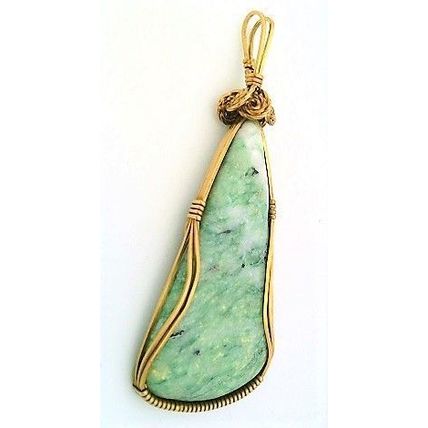 Mariposite Brass Wire Wrap Gemstone Pendant 52