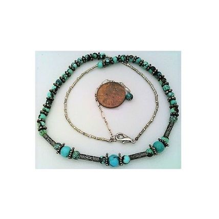 Bali Silver Turquoise Beaded Gemstone Necklace