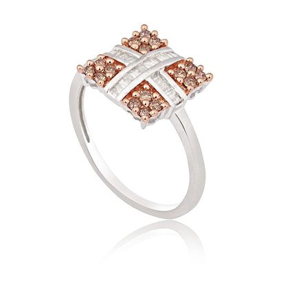 Gemporia 9ct 375 White Gold 0.50ct Cognac Diamond Ring - Brand New with Box