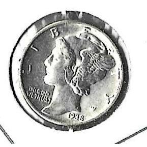 1938 US Silver Mercury Dime AU
