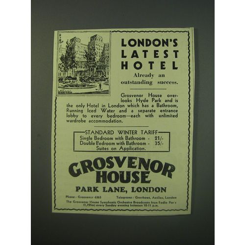 1930 Grosvenor House Ad - London's latest hotel