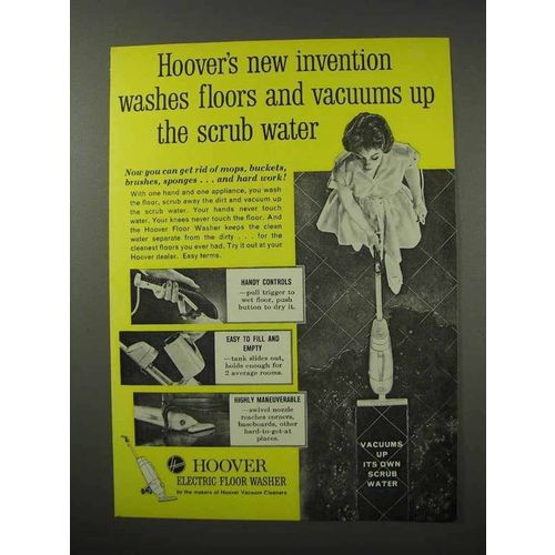 1960 Hoover Electric Floor Washer Ad - Scrub Water