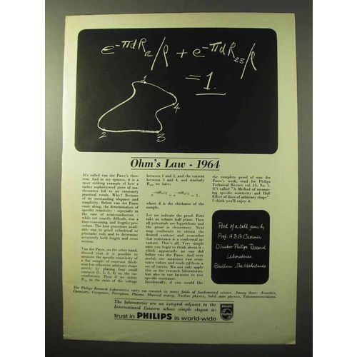 1964 Philips Research Laboratories Ad - Ohm's Law