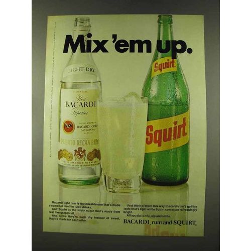 1973 Bacardi Rum and Squirt Soda Ad - Mix 'em Up