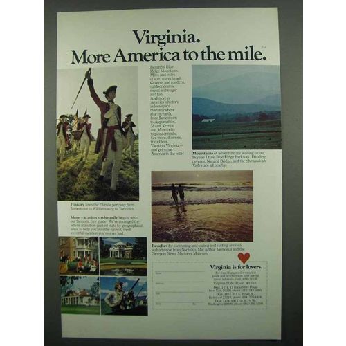 1974 Virginia Tourism Ad - More America to the Mile