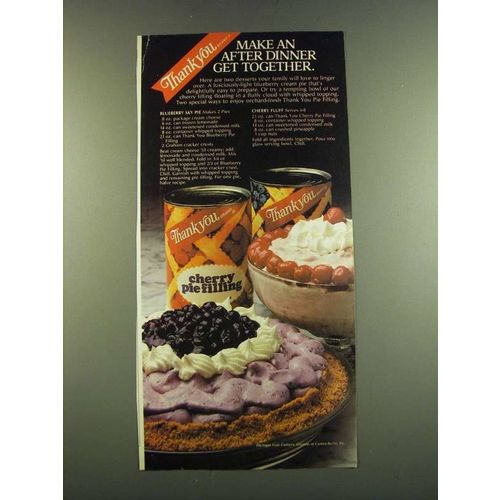 1983 Thank You Cherry and Blueberry Pie Filling Ad