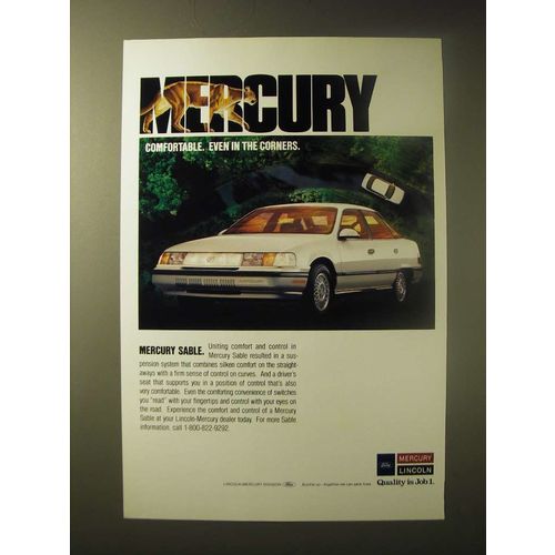 1989 Mercury Sable Ad - mercury Comfortable. Even in the corners