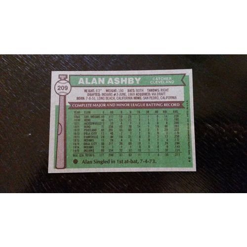 1976 Topps Card # 209 Alan Ashby Very Good-Excellent (4) Cleveland Indians
