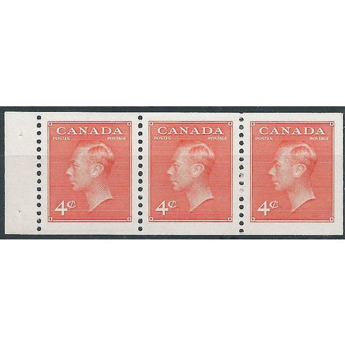 Canada 1950 SG423ca 4c Vermillion Booklet Pane of 3 Mounted Mint . ..