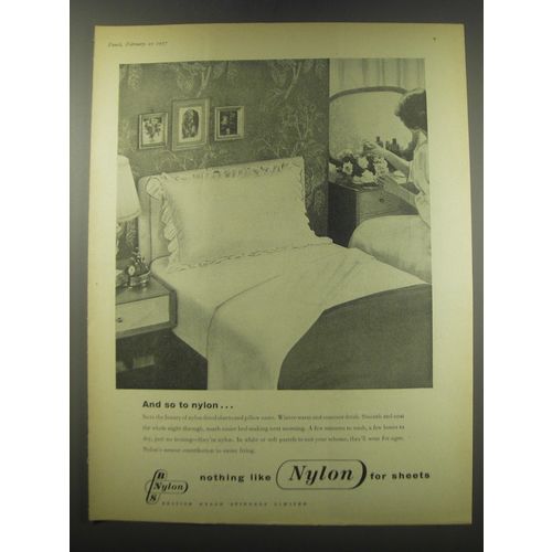 1957 BNS Nylon Ad - And so to nylon